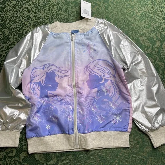 nWT 6 6x frozen $54 satin bomber jacket elsa anna spring fall birthday easter